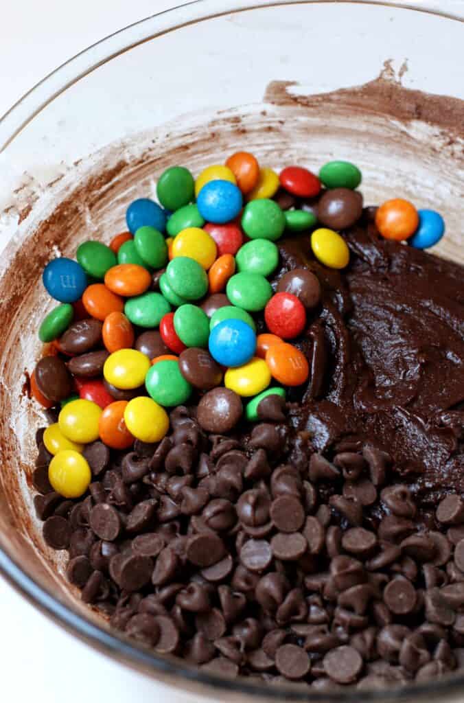 M&M chocolate cookie dough