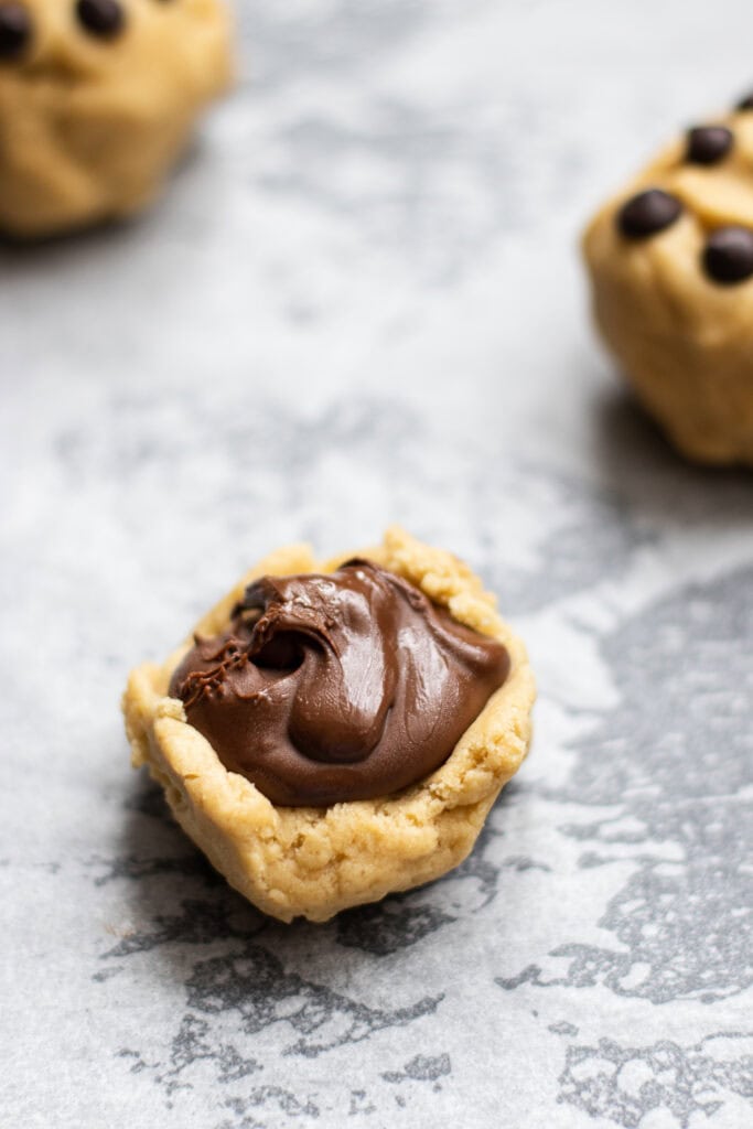 Chocolate chip Nutella stuffed cookies