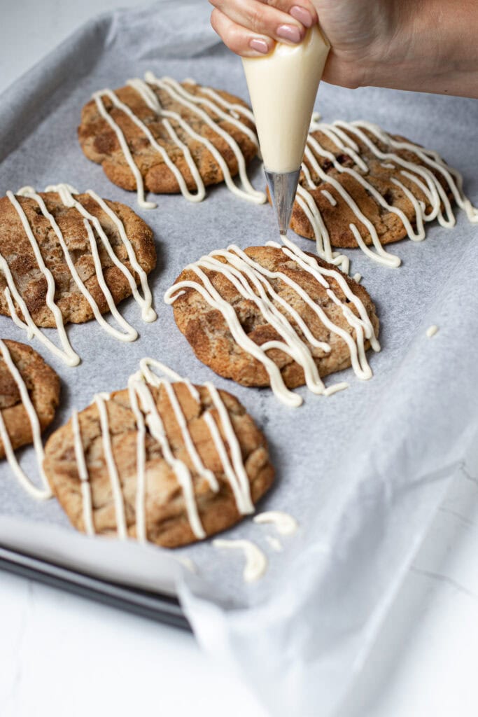 Drizzle with cream cheese frosting