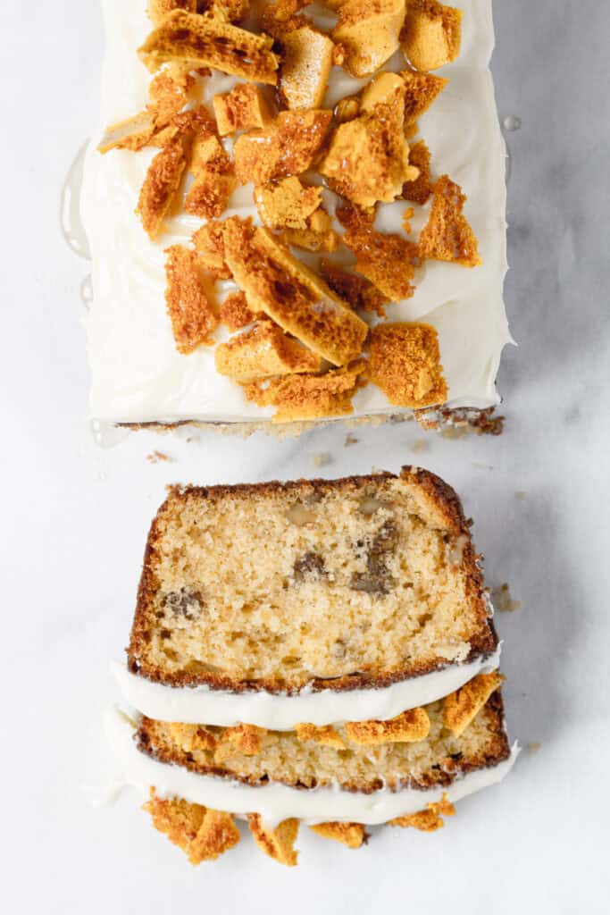 Honeycomb walnut loaf cake