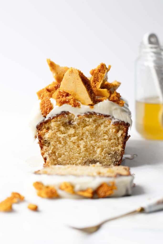 Honeycomb walnut loaf cake