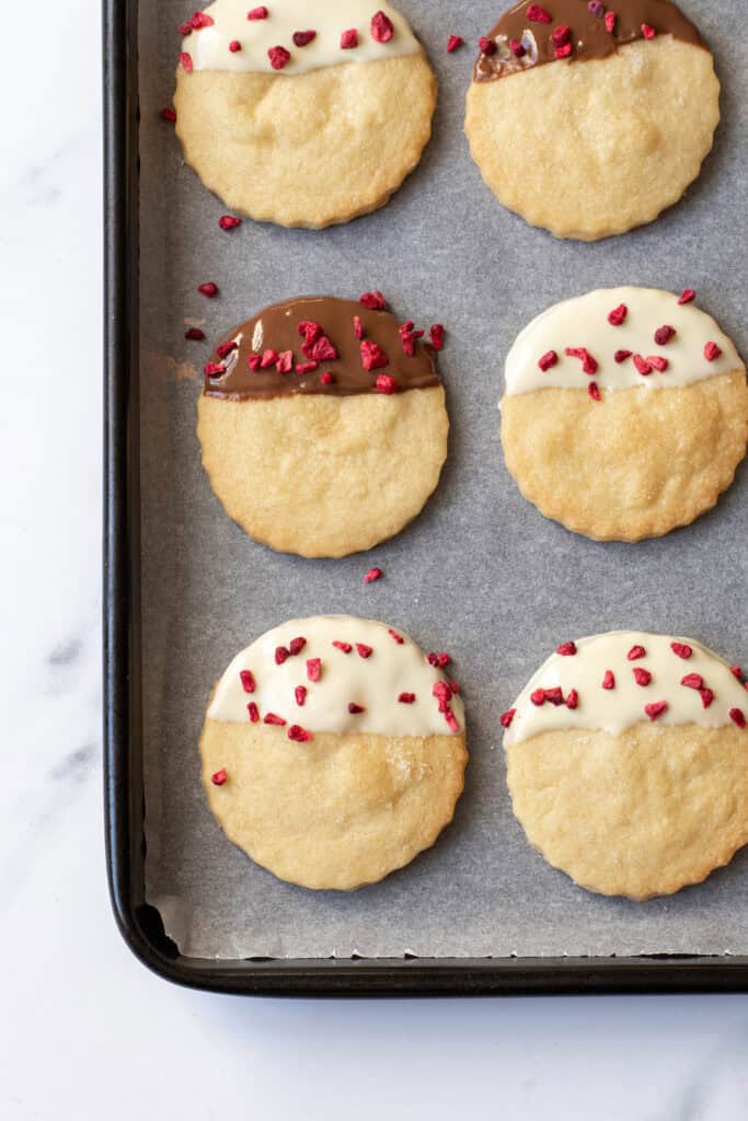 Chocolate Dipped Raspberry Shortbread