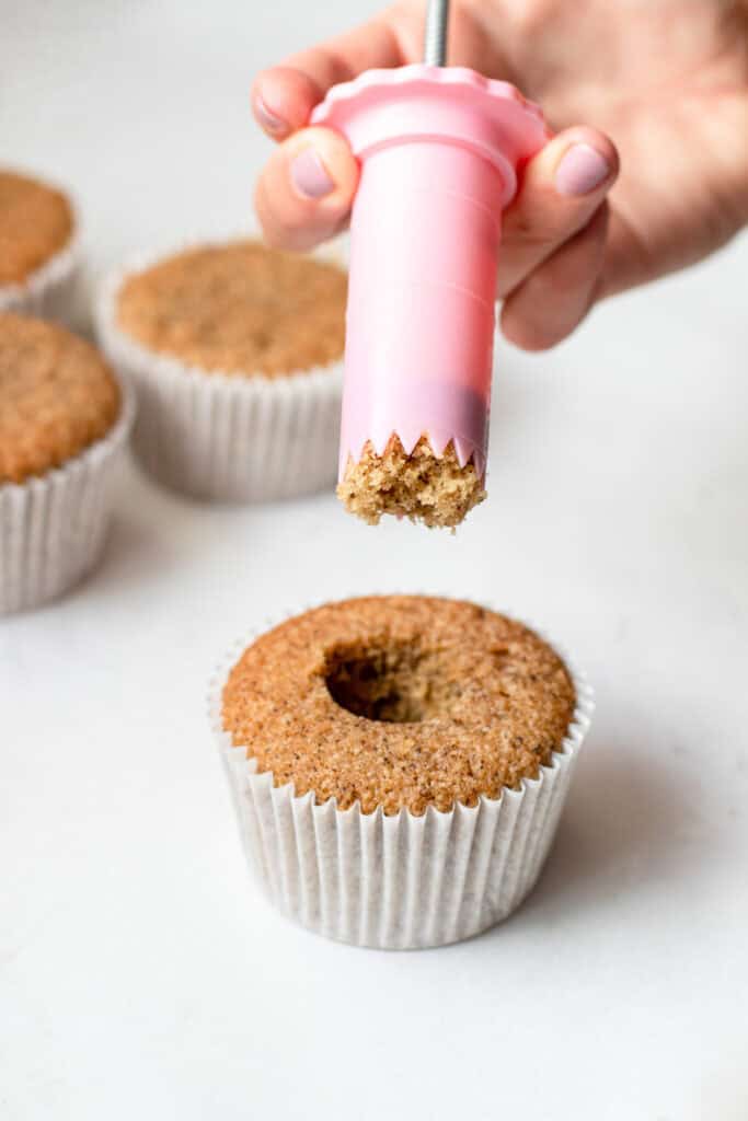Coring the cupcake