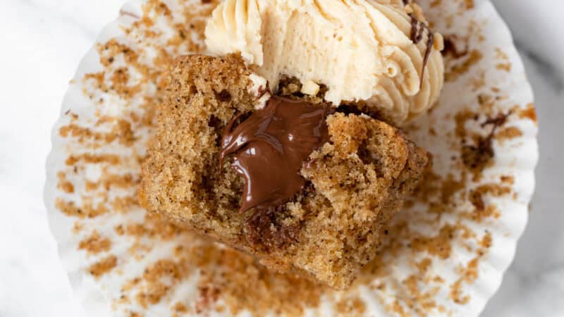 Nutella Stuffed Coffee Cupcakes