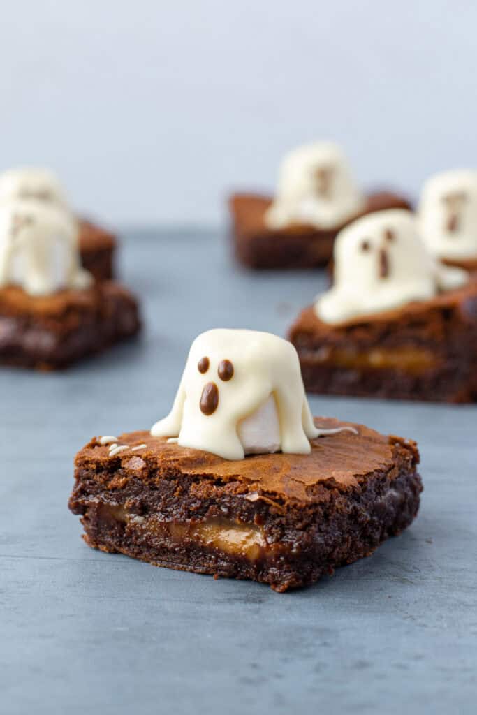 Caramel Stuffed Boo Brownies