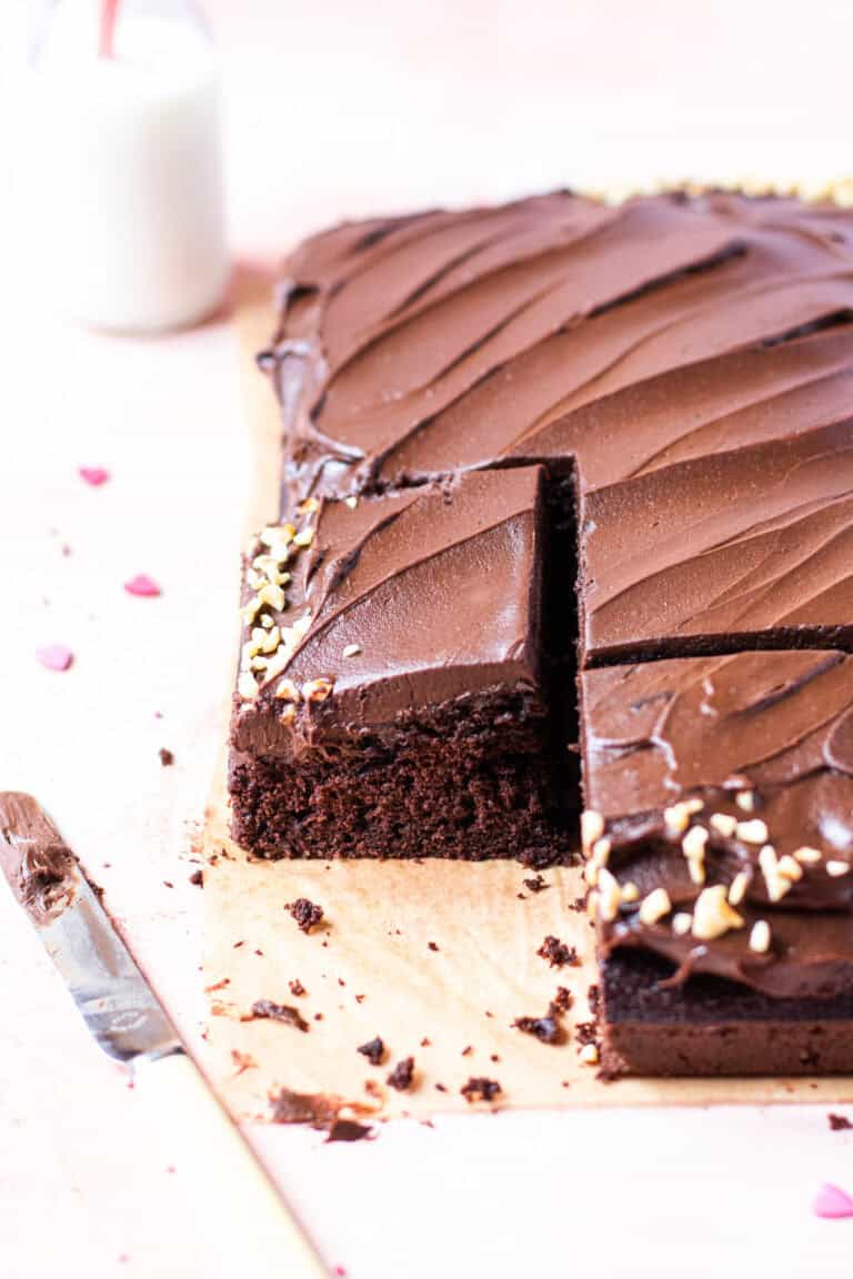 Chocolate Fudge Sheet Cake with Ganache Frosting