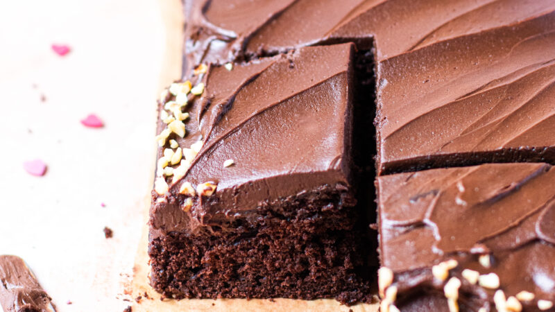 Chocolate Fudge Sheet Cake with Ganache Frosting