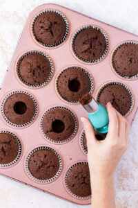 Coring galaxy cupcakes