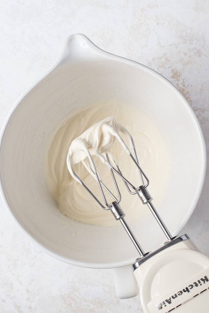 whipped cream to soft peaks