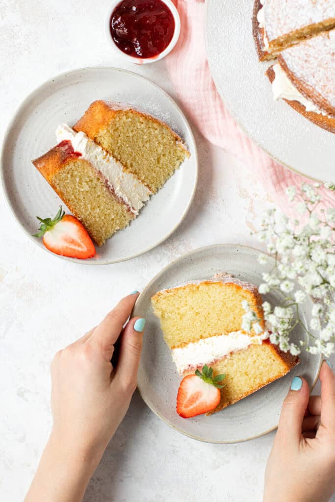 Slices of Victoria Sponge Cake