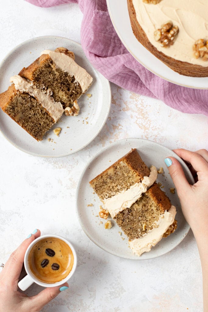 Coffee and walnut cake
