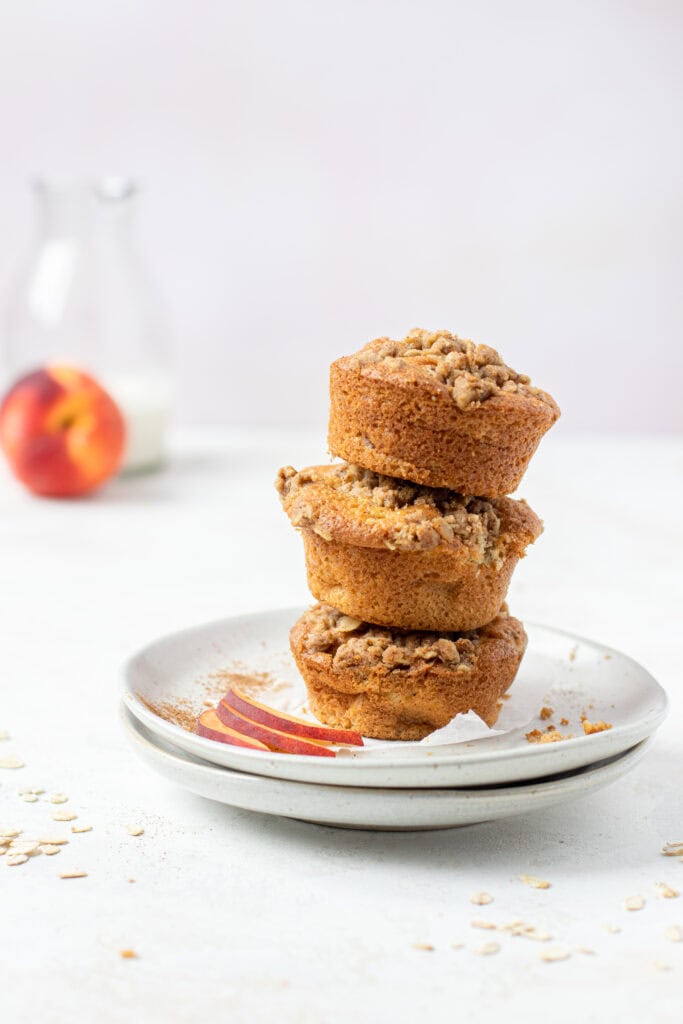 Stack of peach muffins