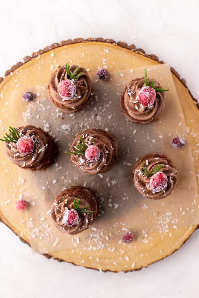Mini Chocolate Cakes with ganache frosting