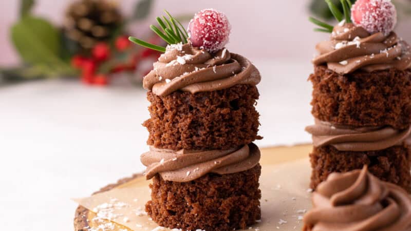 Mini Chocolate Cakes with Ganache Frosting