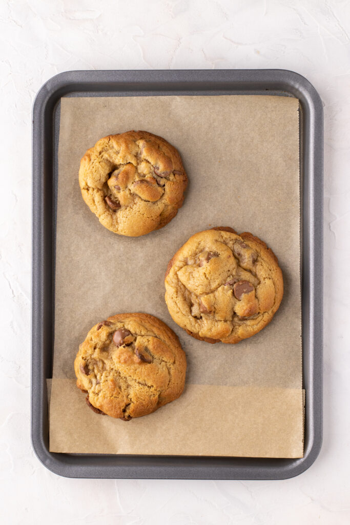 Thick cookies on a baking tray