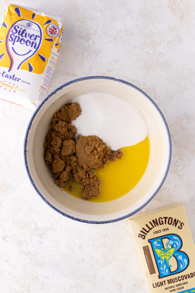 Mixing bowl with butter and sugar