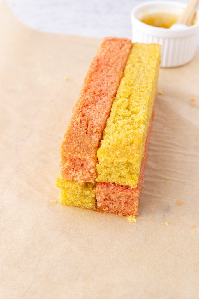 stacking battenberg sponges