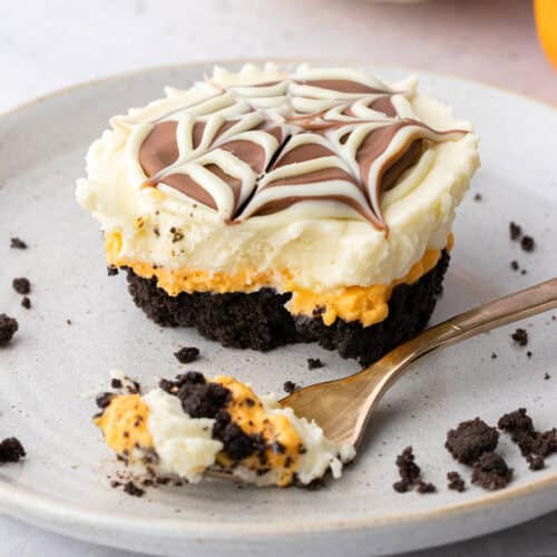 Mini Halloween White Chocolate Cheesecakes