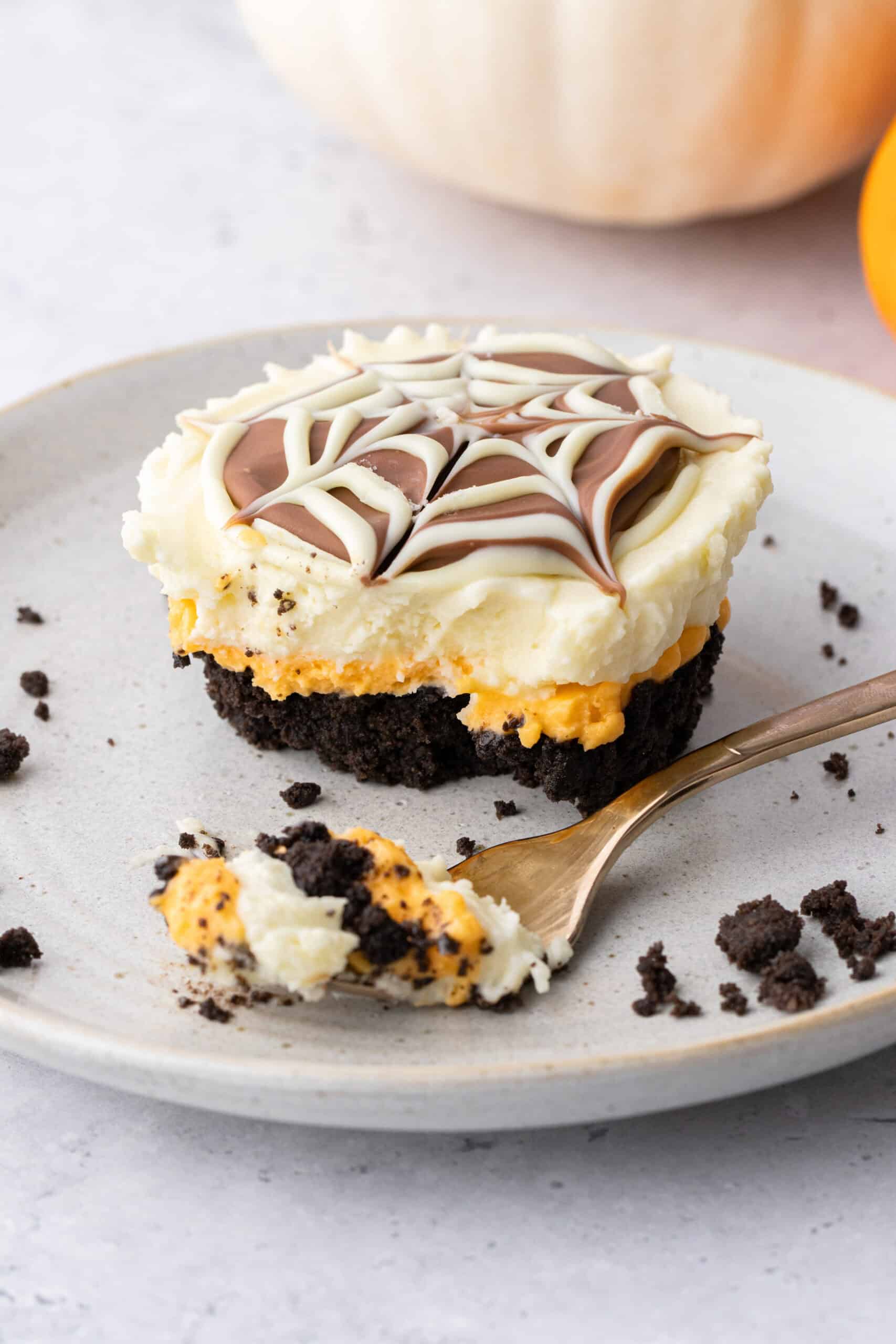 Mini Halloween White Chocolate Cheesecakes