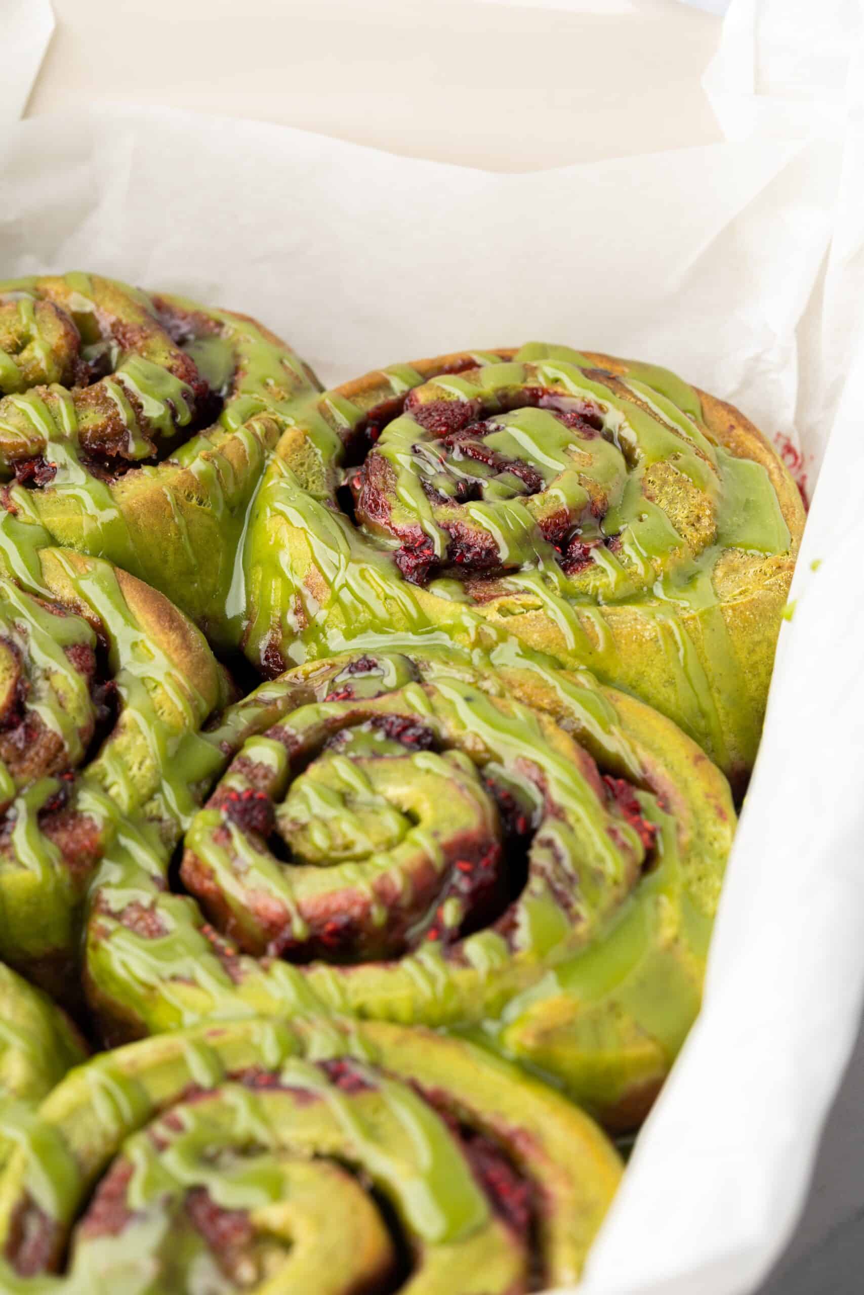 matcha raspberry rolls