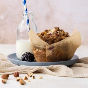 Blackberry Muffins with Spiced Hazelnut Crumb