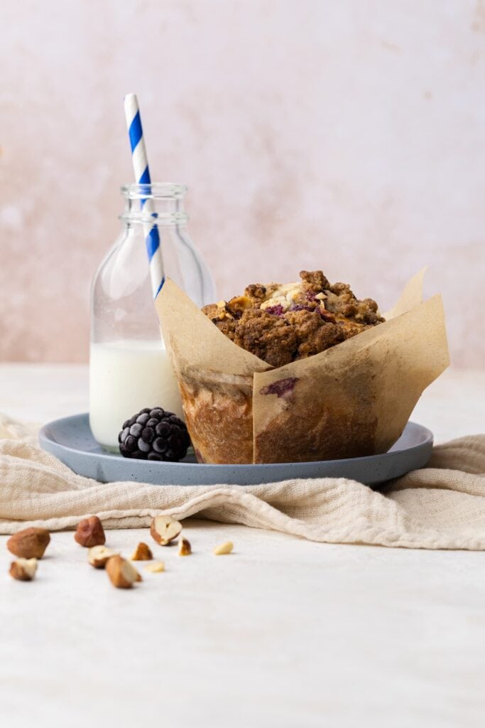 Blackberry Muffins with Spiced Hazelnut Crumb