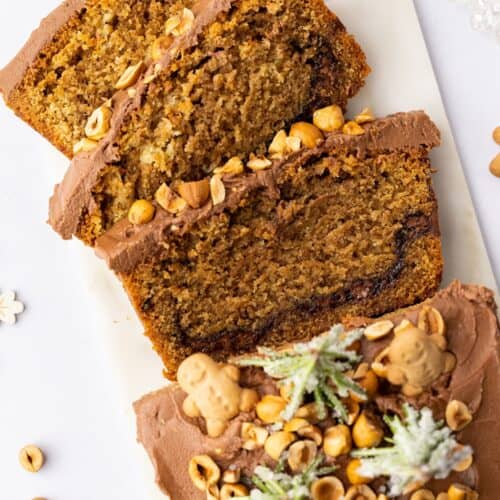 Hazelnut Mocha Christmas Loaf Cake