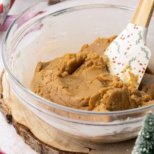 A spatula in some cookie dough
