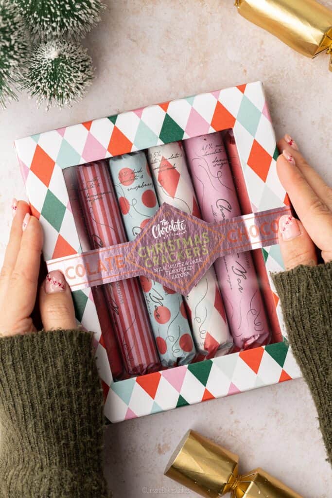 A box of Christmas crackers from The Chocolate Gift Co
