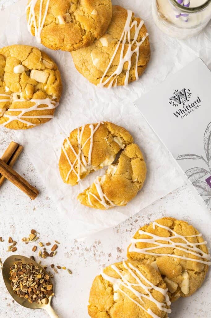 A top down view of some chai spiced cookies