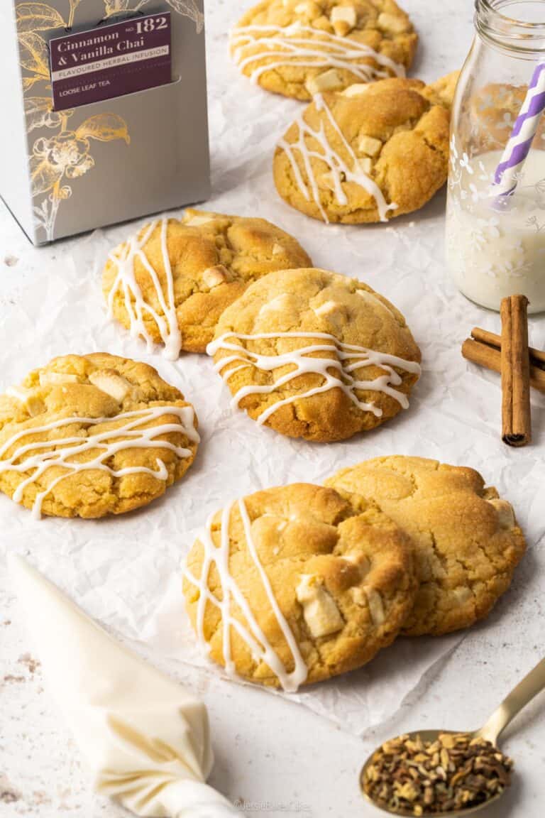 A top down view of some chai spiced cookies