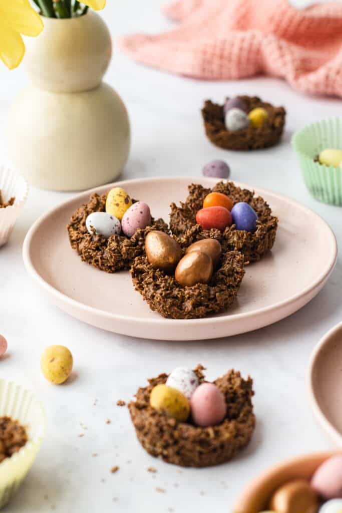 Chocolate and shredded wheat Easter nests with mini eggs