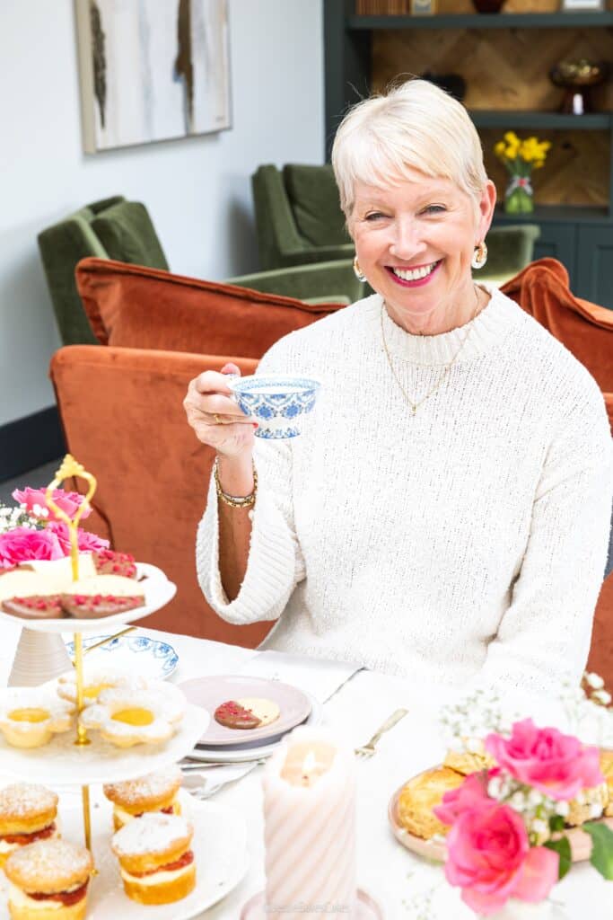 Enjoying a homemade afternoon tea for mother's day at home