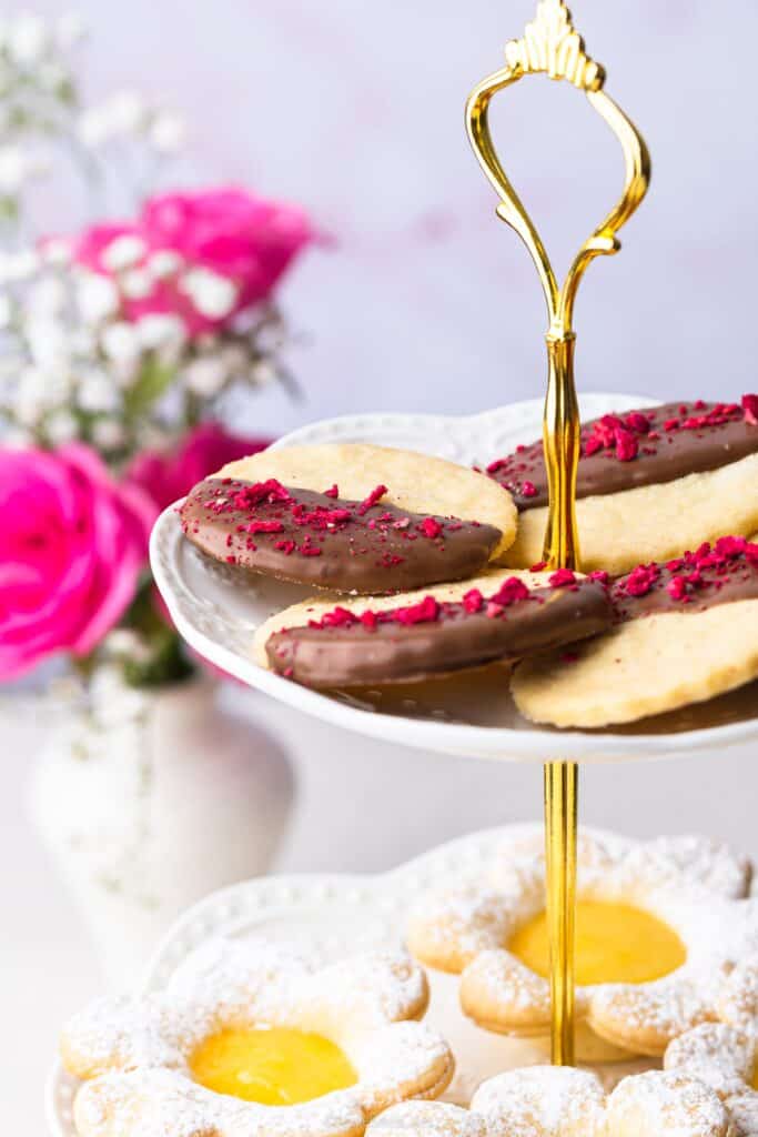 Chocolate Dipped Raspberry Shortbreads