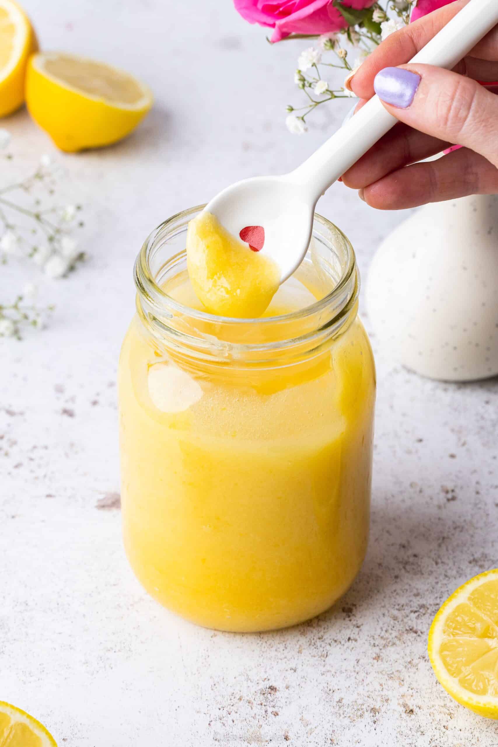 A jar of homemade lemon curd