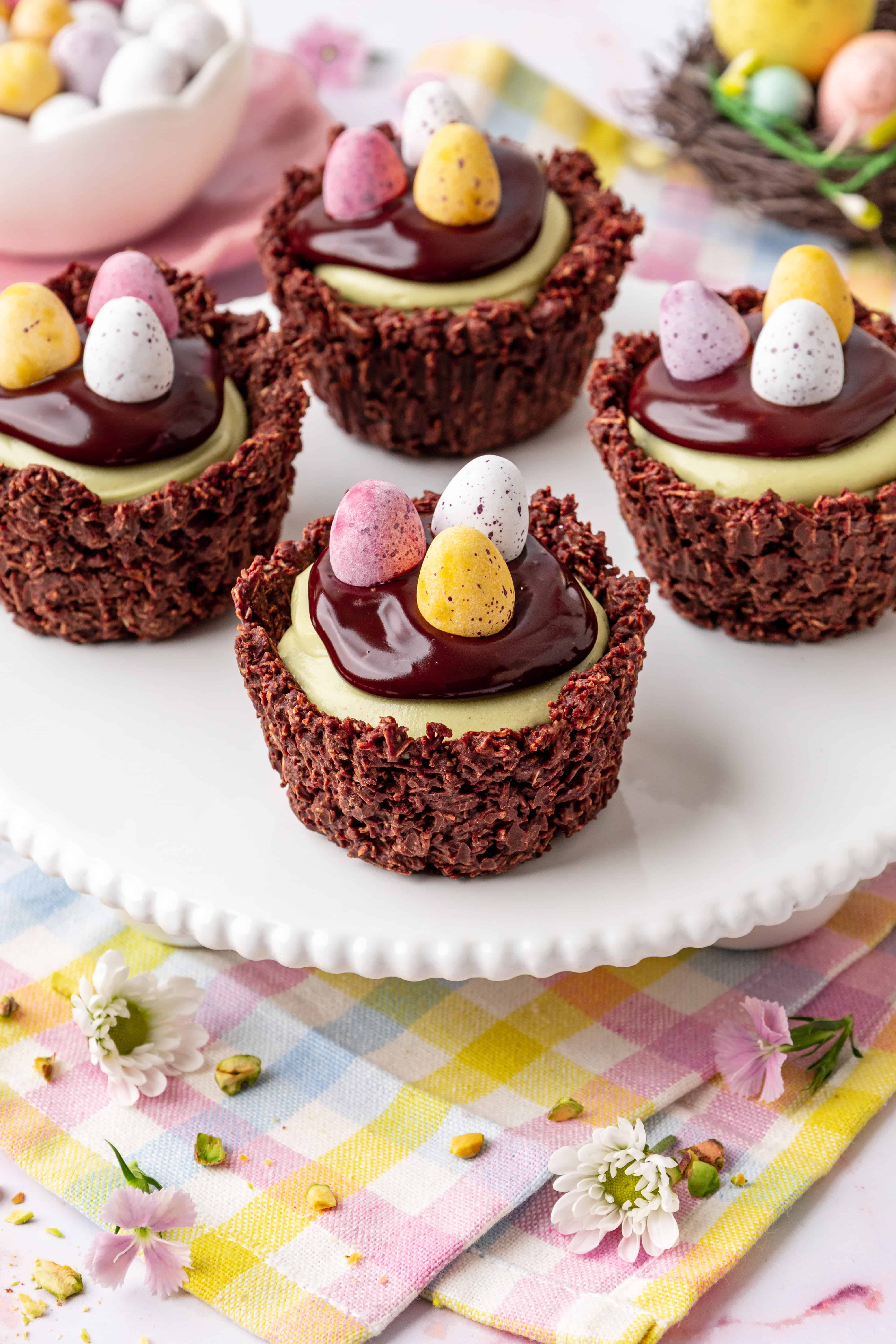easter nest cheesecakes viral dubai chocolate pistachio