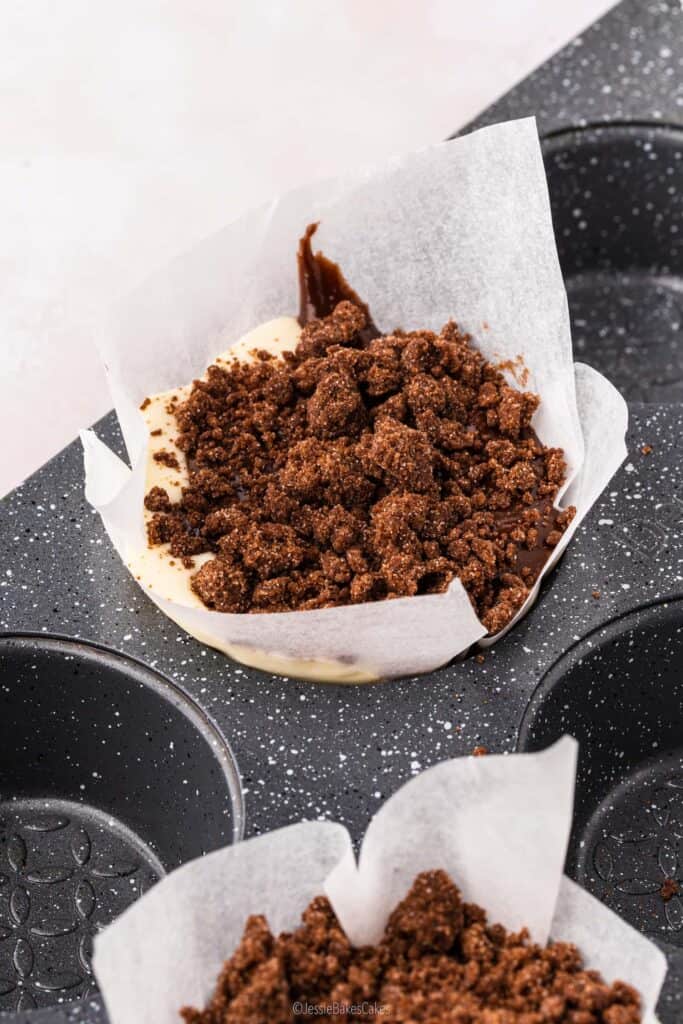A single large chocolate muffin