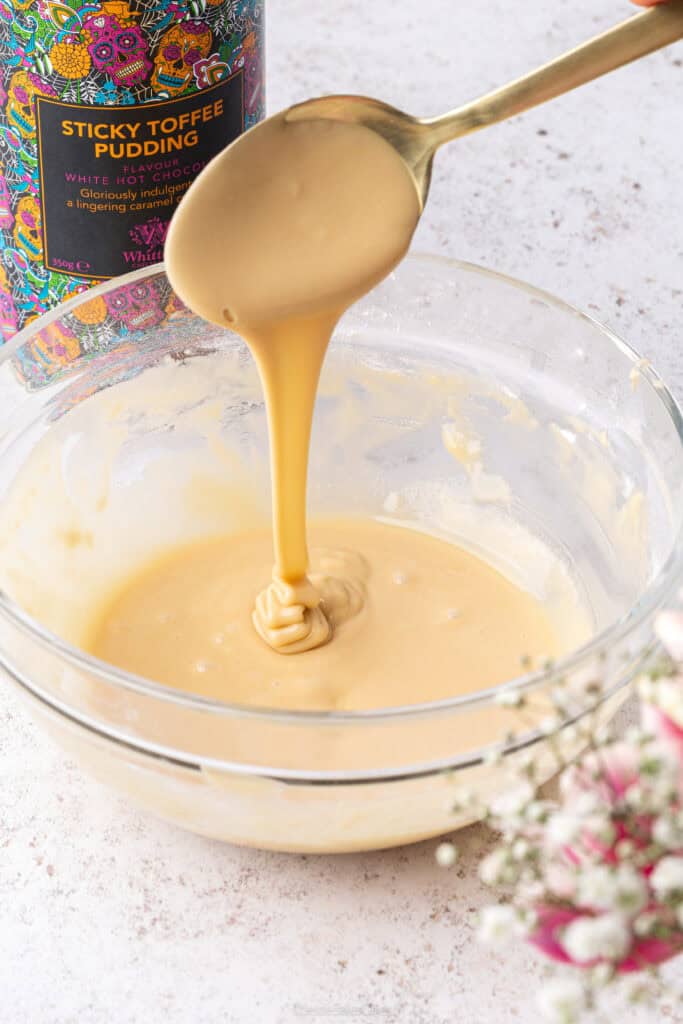 bowl of sticky toffee icing