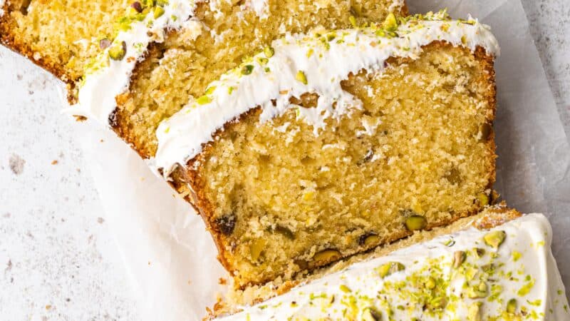 Lime and Pistachio Loaf Cake