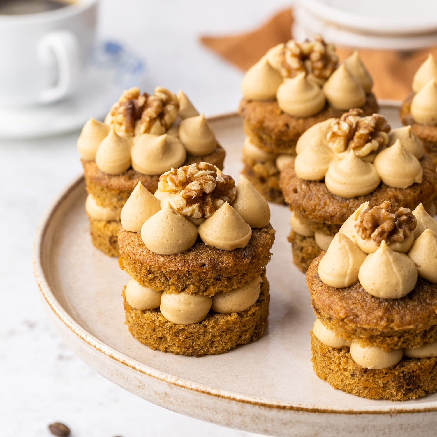 Mini Coffee and Walnut Cakes