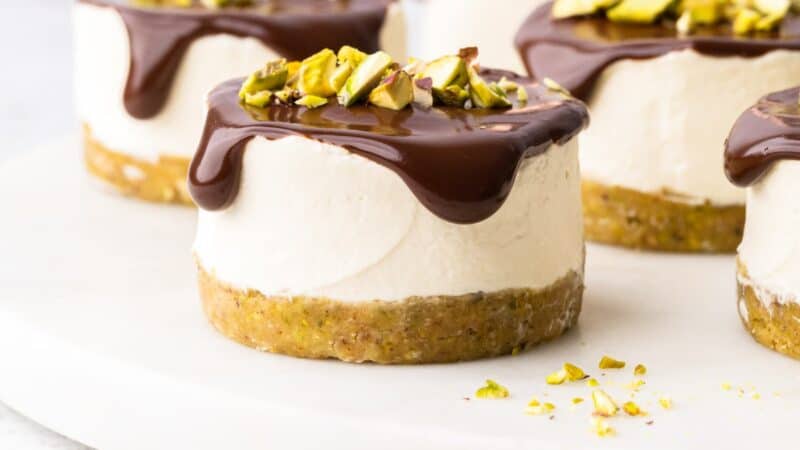 Mini Pistachio and Coffee Cheesecakes