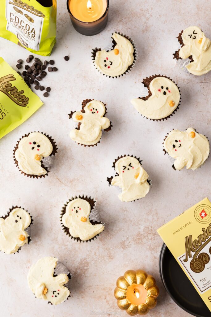 Cute Halloween ghost cupcakes