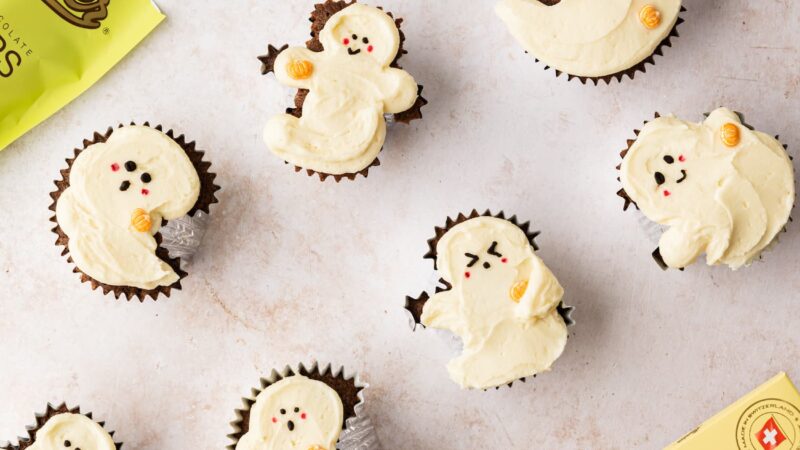 Triple Chocolate Ghost Cupcakes