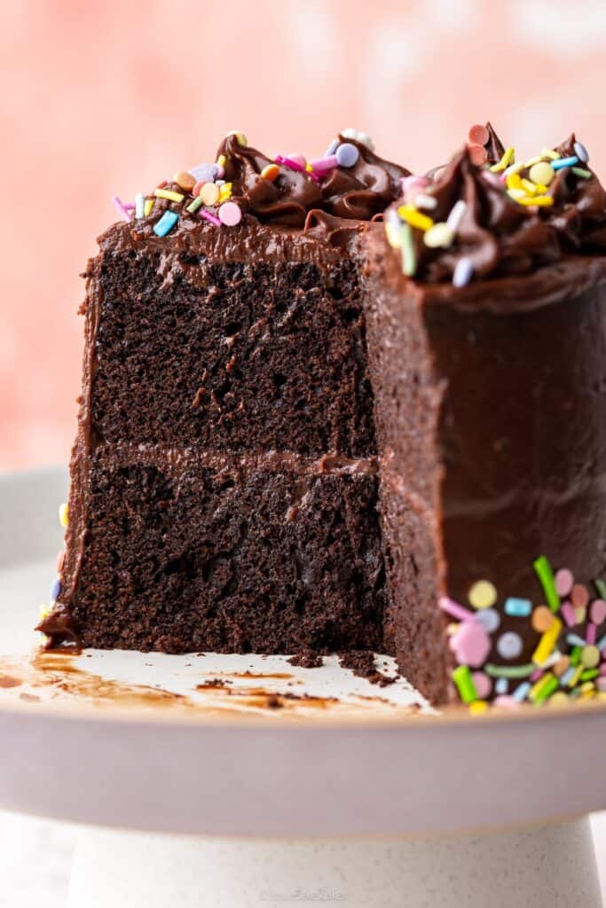 cross-section of a mini chocolate fudge cake