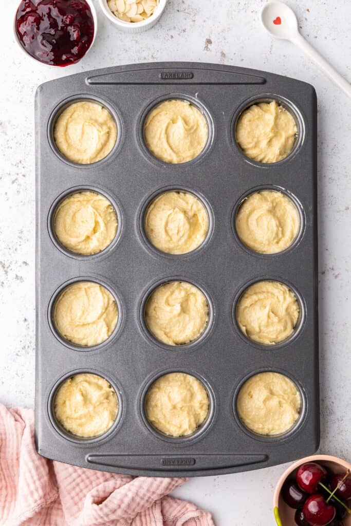 mini cake tin filled with mixture