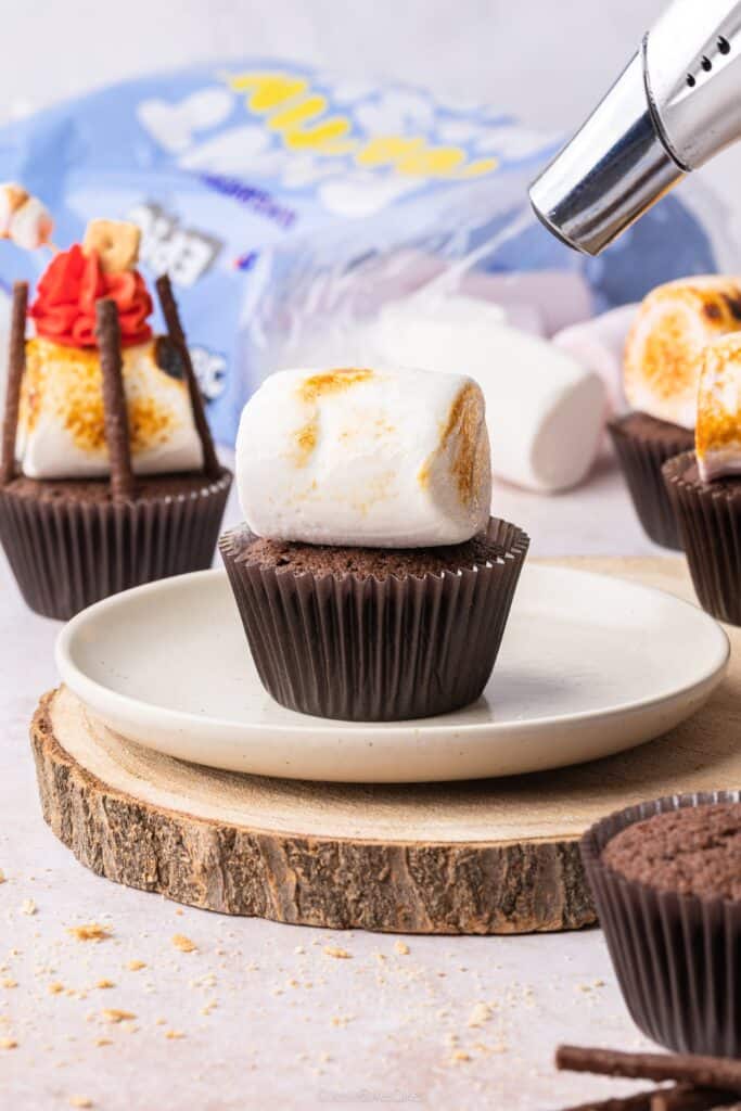 using a blowtorch to toast an epic snax giant marshmallow
