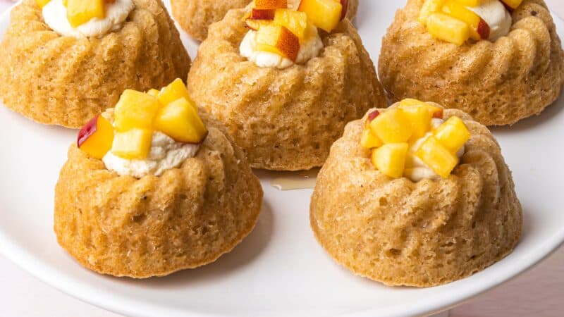Mini Peaches and Cream Bundt Cakes