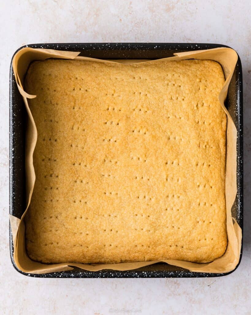 shortbread base after baking