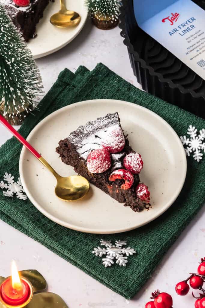 a single slice of Piece-of-cake Air Fryer Chocolate Cake