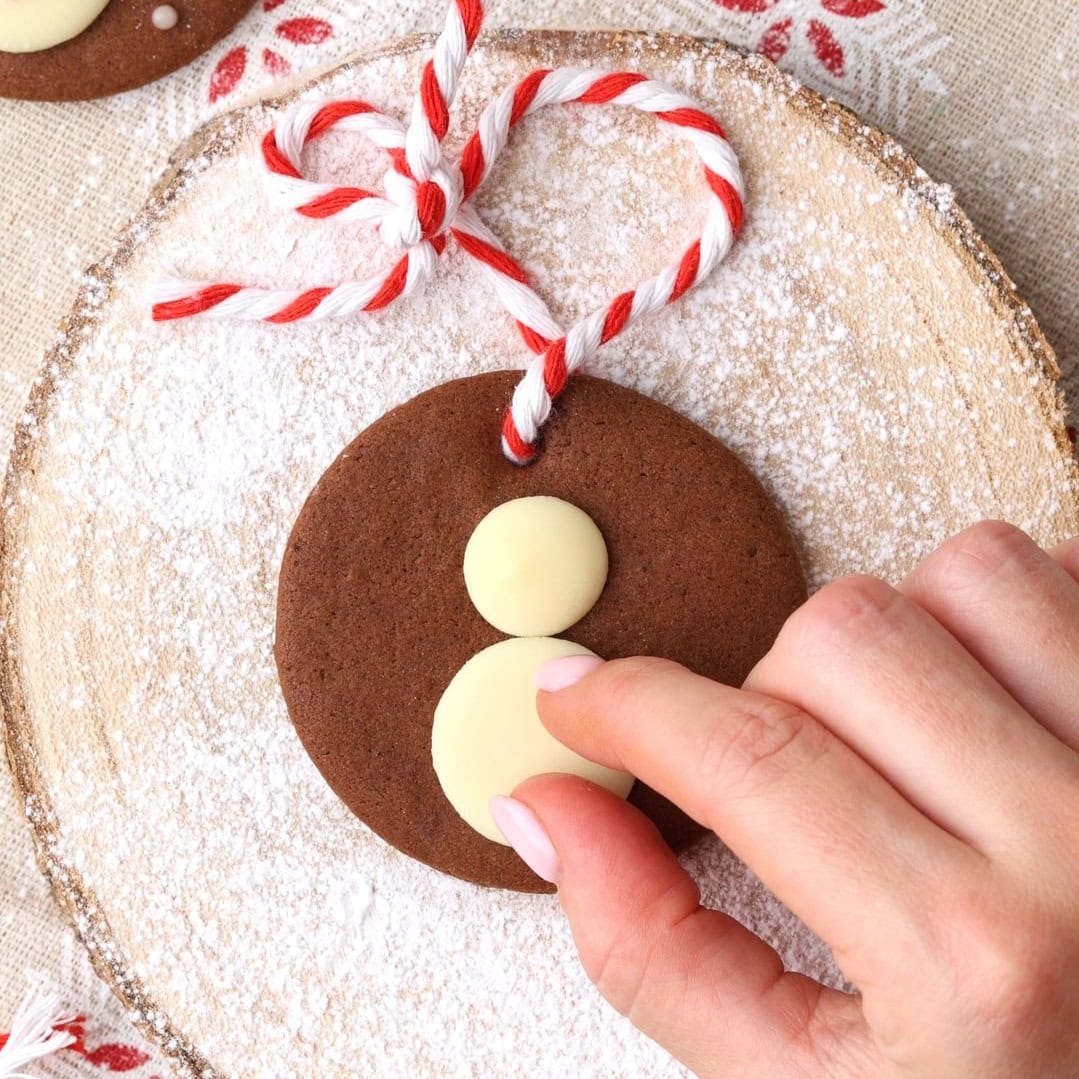 decorating Snowman Bauble Biscuits
